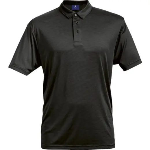 Mens Berkley Stripe Golfer Black-Charcoal